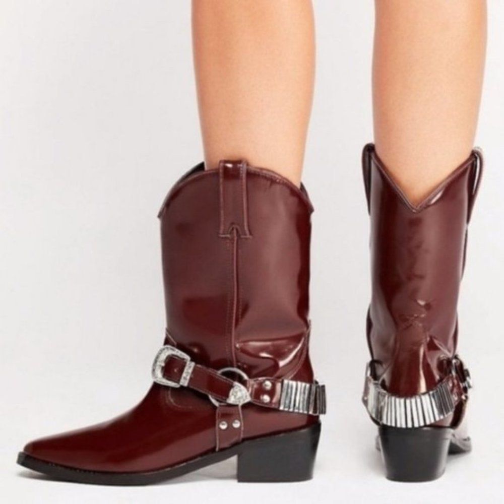 NWOB FREE PEOPLE Ridge Leather Western Boots 37 - Picture 5 of 13